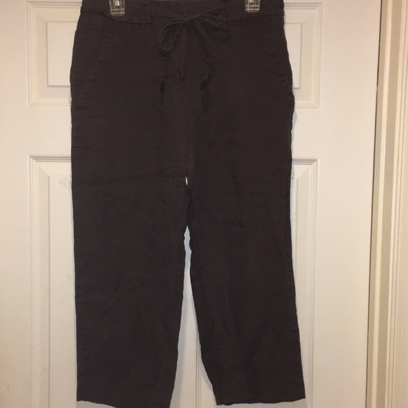 Martha B Dark Brown Linen Capri Pants - Picture 1 of 4